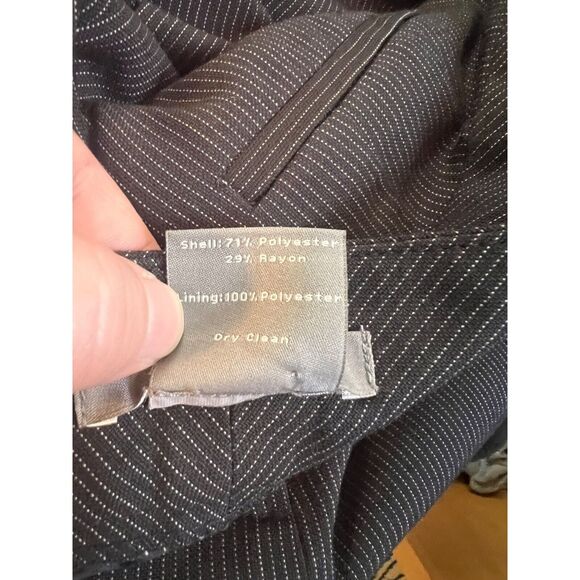 Ann Taylor Black White Pinstriped Signature Fit Dress Pants 10P Wide Leg Work - Picture 4 of 8